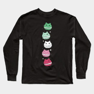 Subtle Abrosexual Pride Flag Cute Cat Kawaii Macaron Long Sleeve T-Shirt